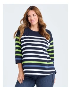 Cotton Mix Stripe Top in Multi