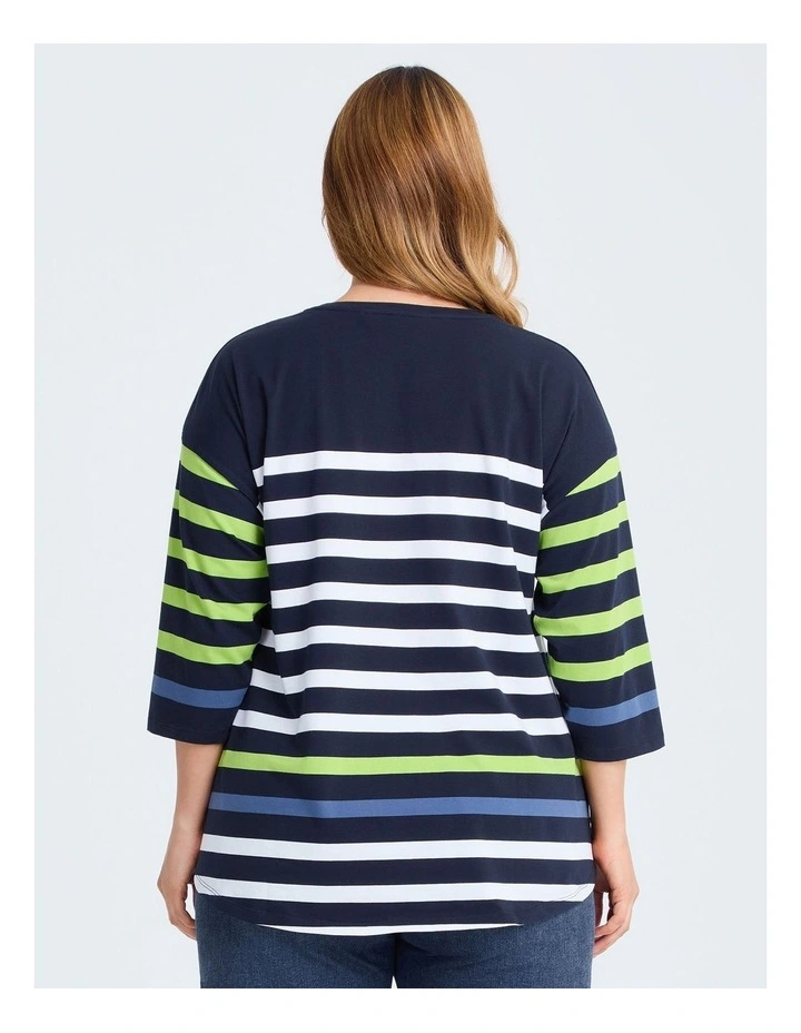 Cotton Mix Stripe Top in Multi image 2