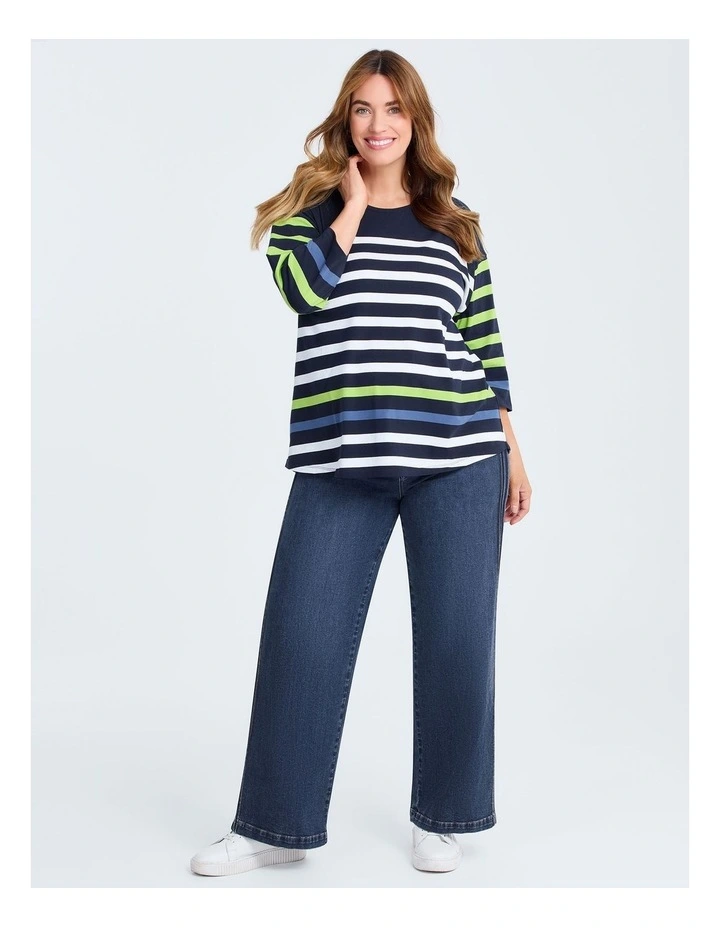 Cotton Mix Stripe Top in Multi image 3