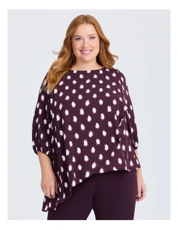 Calista Spot Longline Tunic Top in Print
