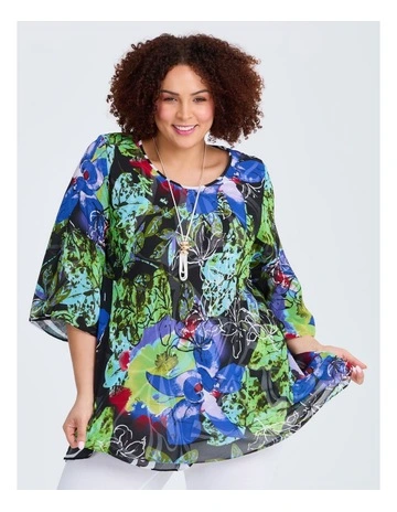 Reversible Travel Tunic Black/white Print