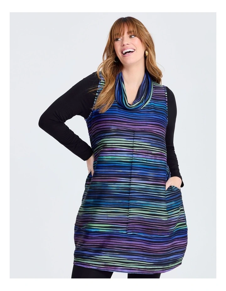 Blue Reflections Sleeveless Tunic in Multi image 3