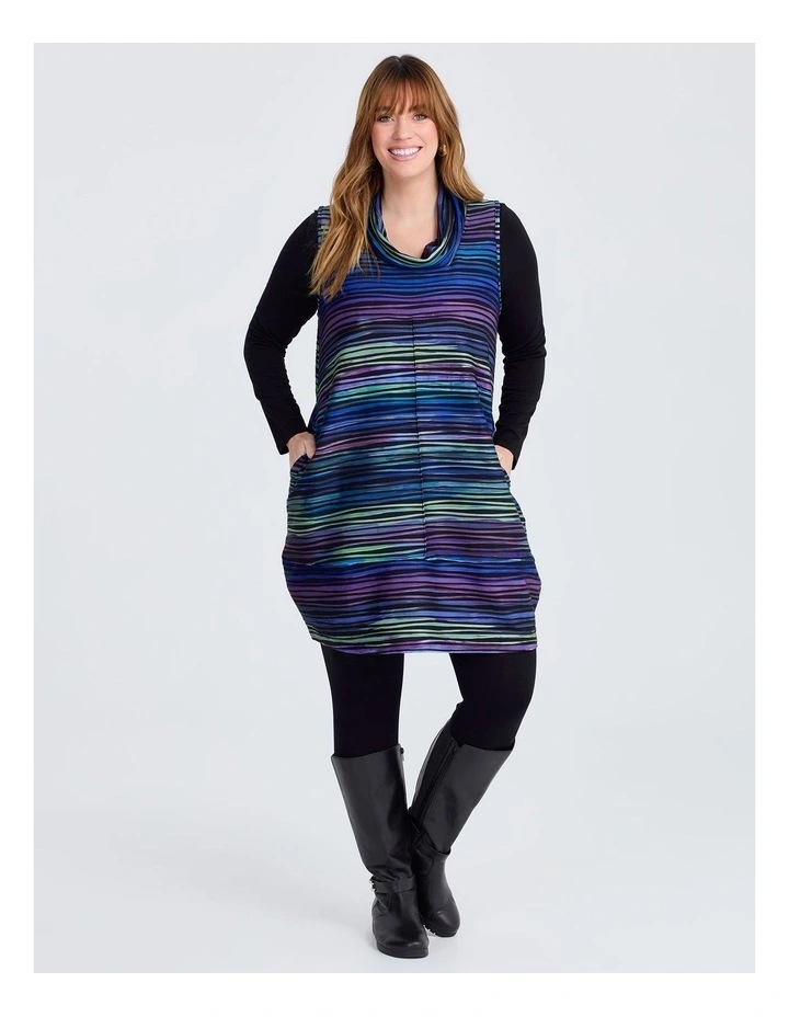 Blue Reflections Sleeveless Tunic in Multi image 4