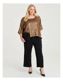Petite Audrey Wide Leg Pant in Black
