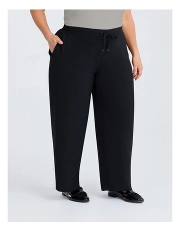 Petite Drape Deanna Wide Leg Pant in Black