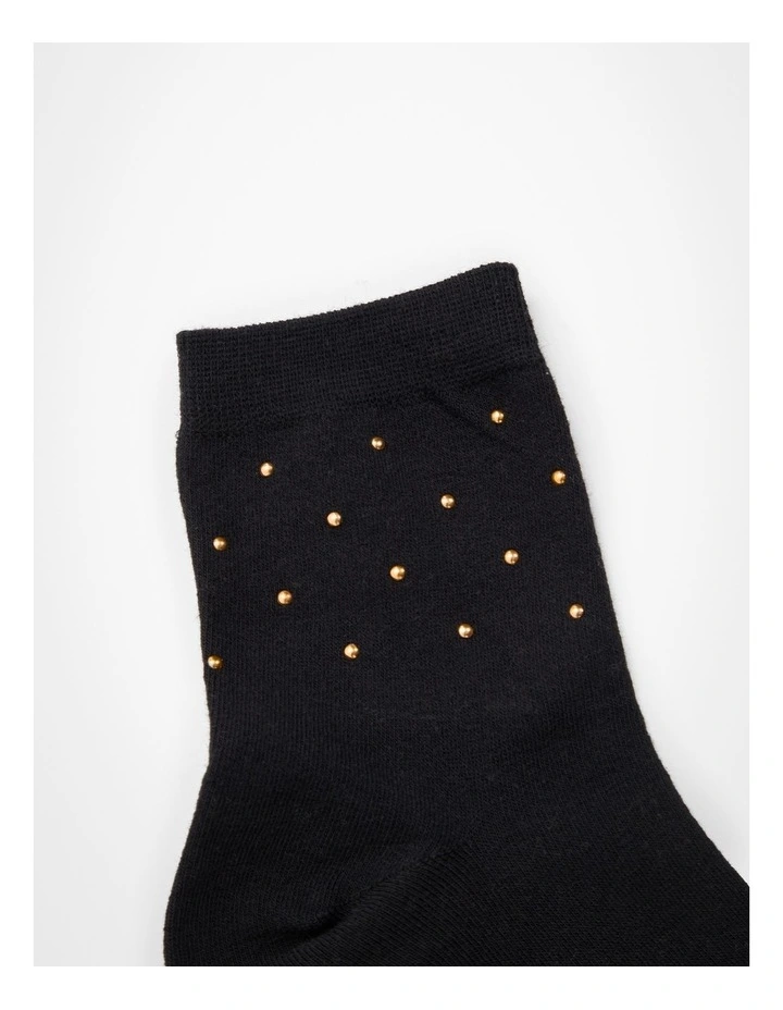 Cotton Stud Socks 2 Pack in Multi image 4