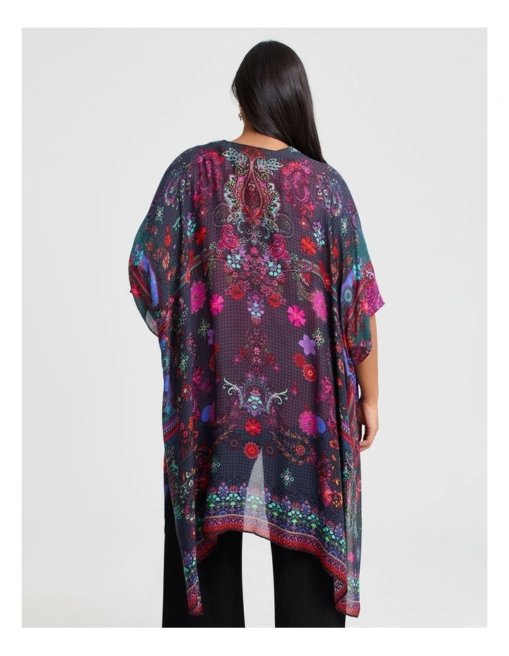 Paisley Print Cape Kimono in Multi image 2