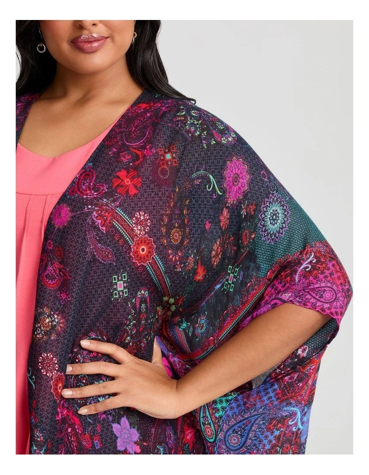 Paisley Print Cape Kimono in Multi image 3