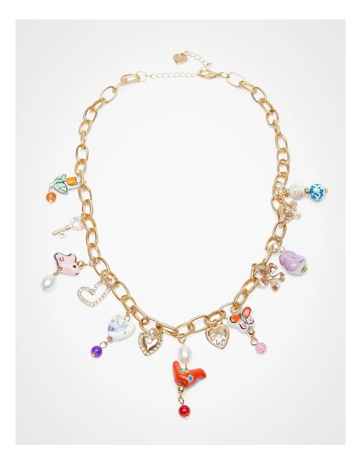 Charm Statement Necklace in Multi image 1