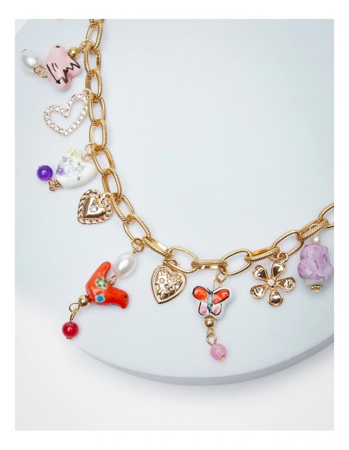 Charm Statement Necklace in Multi image 2