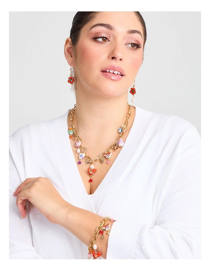 Charm Statement Necklace in Multi image 3
