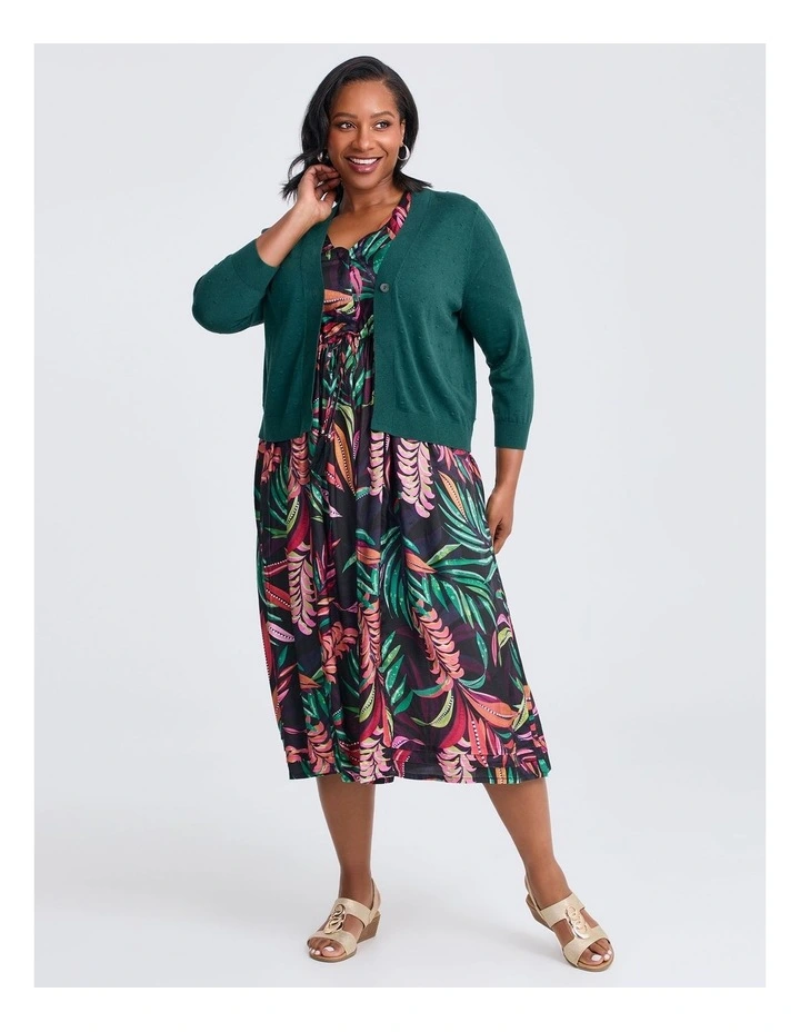 Natural Abstract Palm Dress in Print image 4
