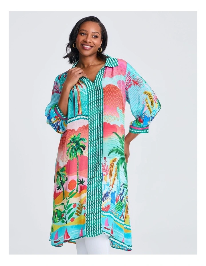 Natural Palm Cove Shirt Dress in Print image 3