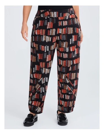 Lantern Pocket Natural Print Pant in Black