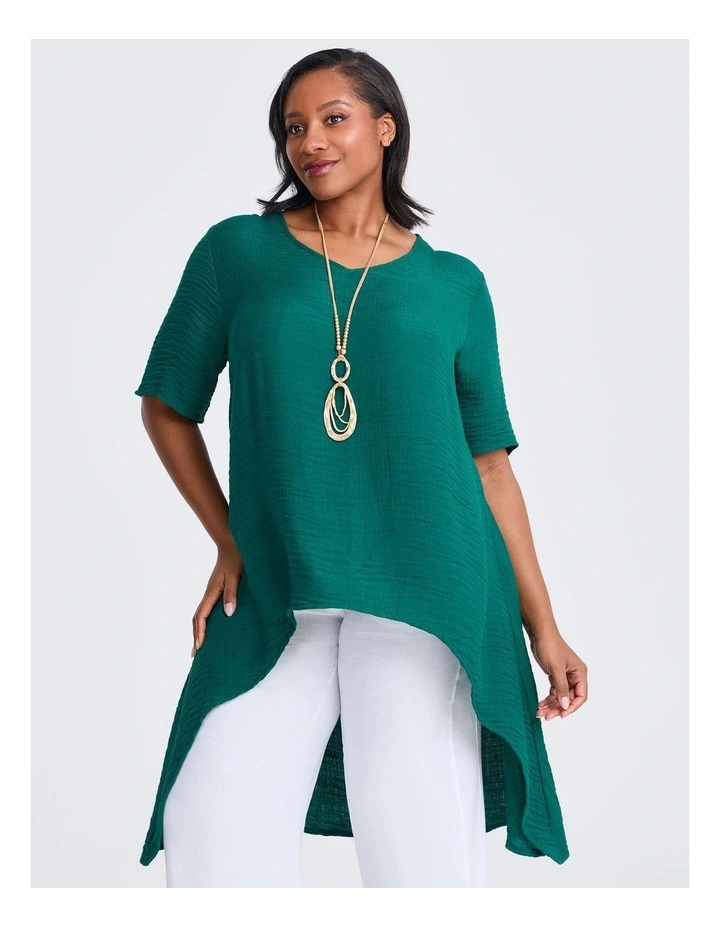 Crinkle Hope Top in Forest Green image 1