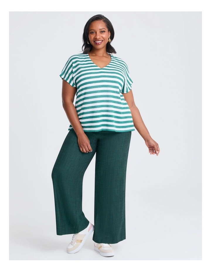 Stripe Lena Top in Winter White/green image 3