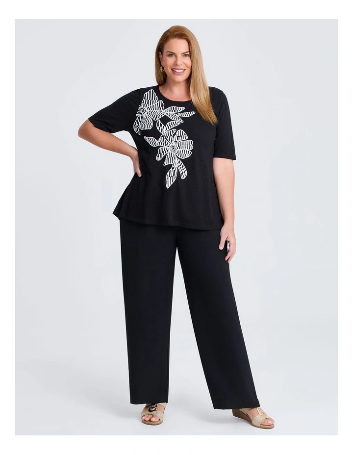 Cotton Modal Embroidery Top Black image 3