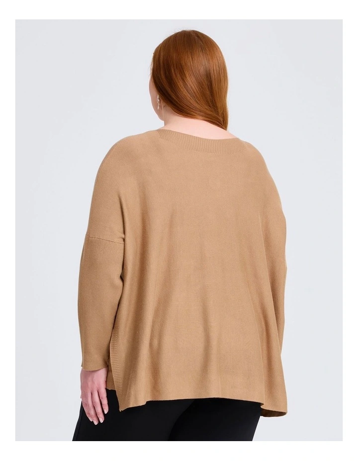 Batwing Natural Jumper in Caramel image 2