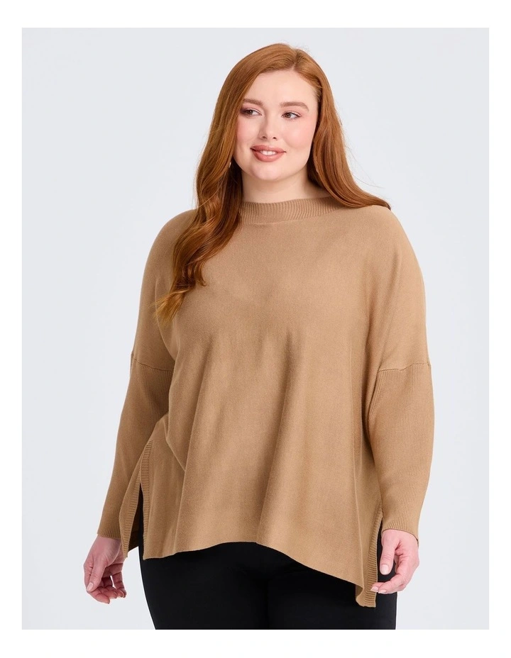 Batwing Natural Jumper in Caramel image 3