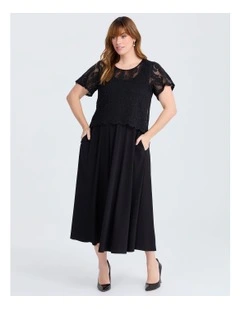 Luxe Lace Midi Dress Black