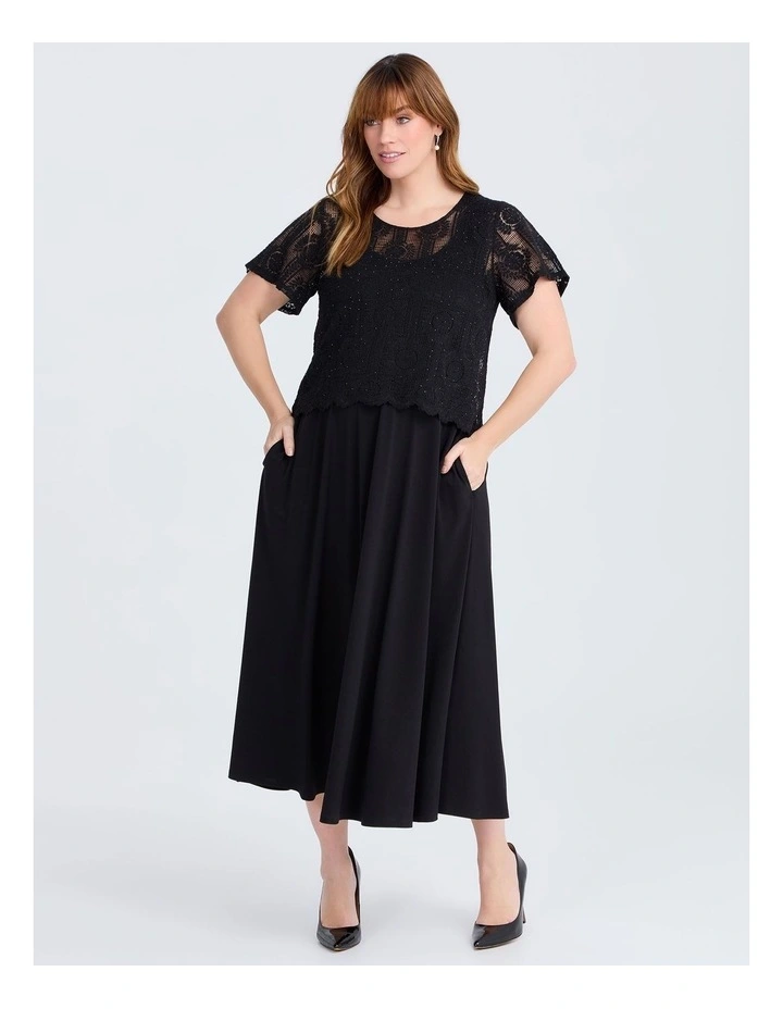 Luxe Lace Midi Dress Black image 1