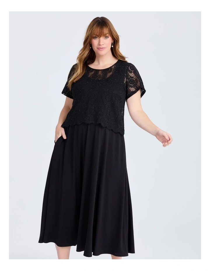 Luxe Lace Midi Dress Black image 3