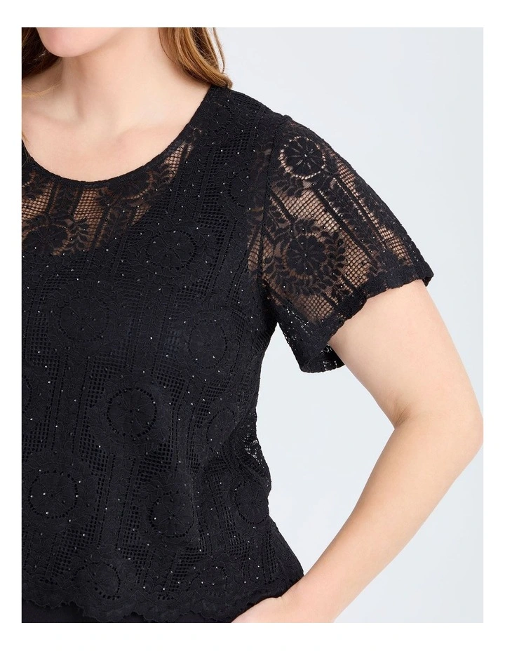 Luxe Lace Midi Dress Black image 4