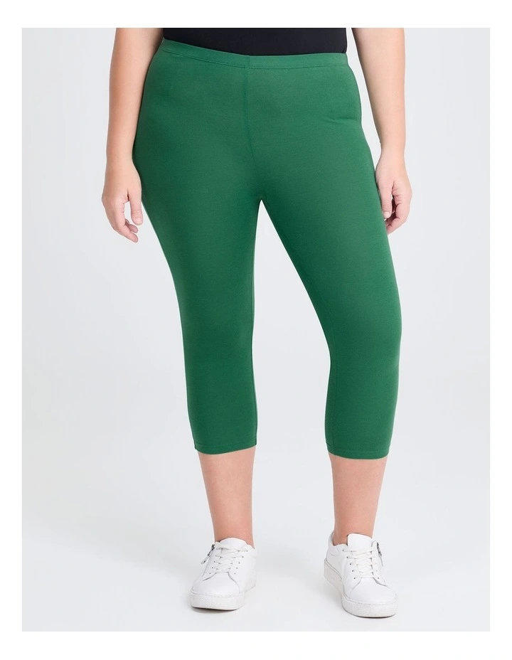 Good Earth Australian Cotton Crop Legging in Lush Green image 1