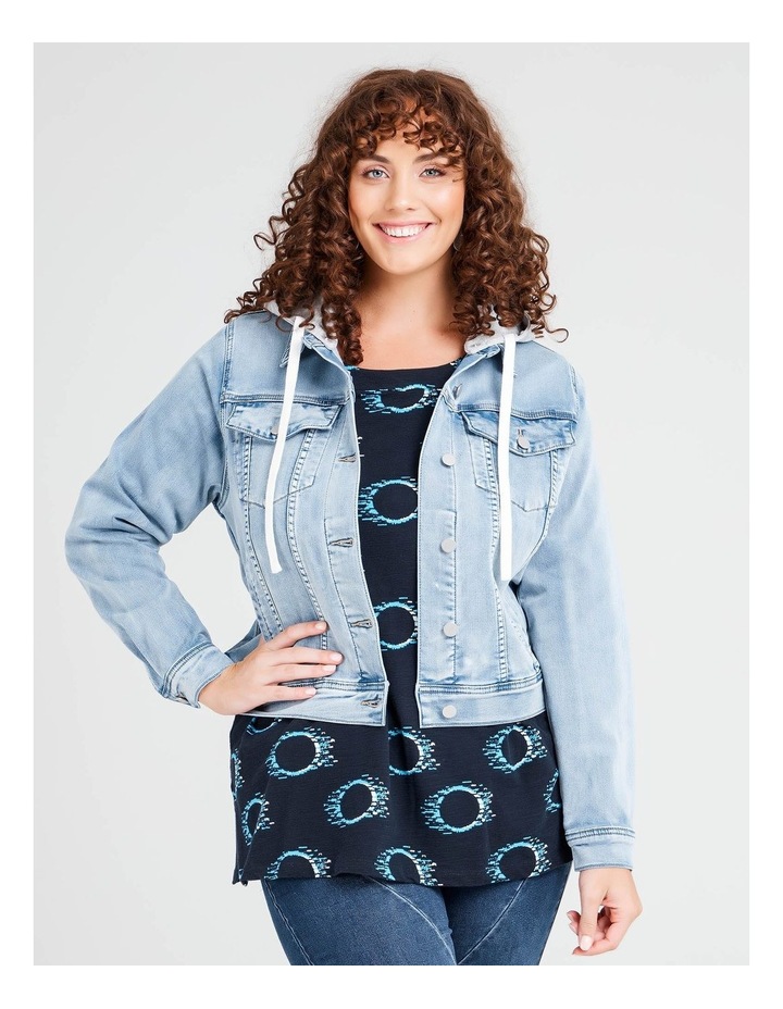 Hooded Denim Jacket Misty Blue