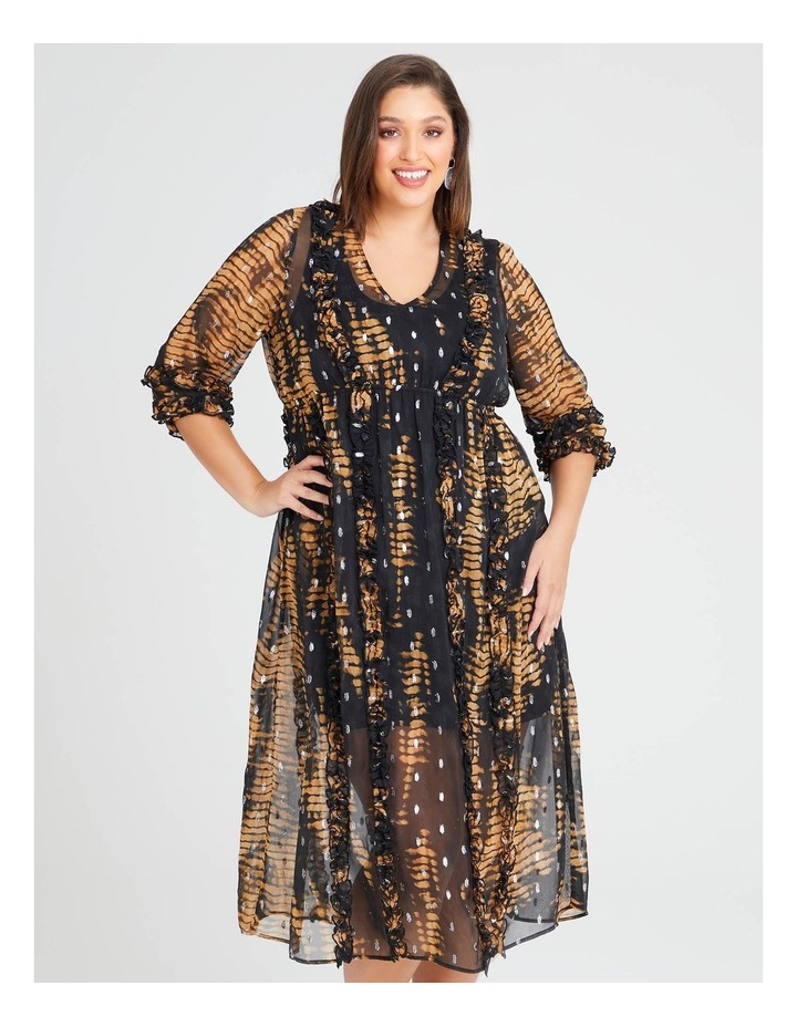 Natural Ruffle Tie Dye Dress Multi