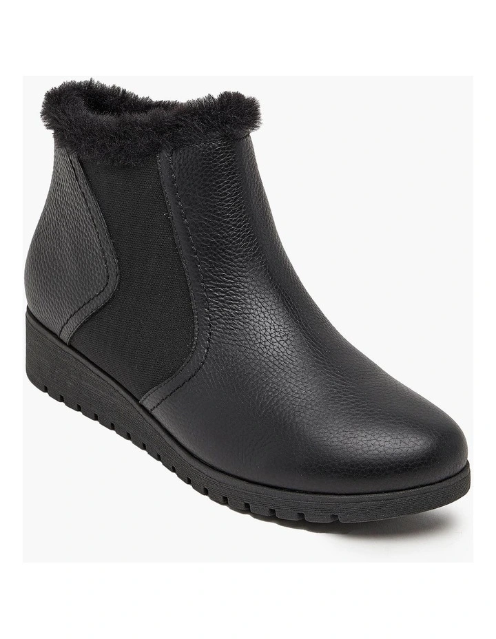 Leather Wedge Boot in Black image 1