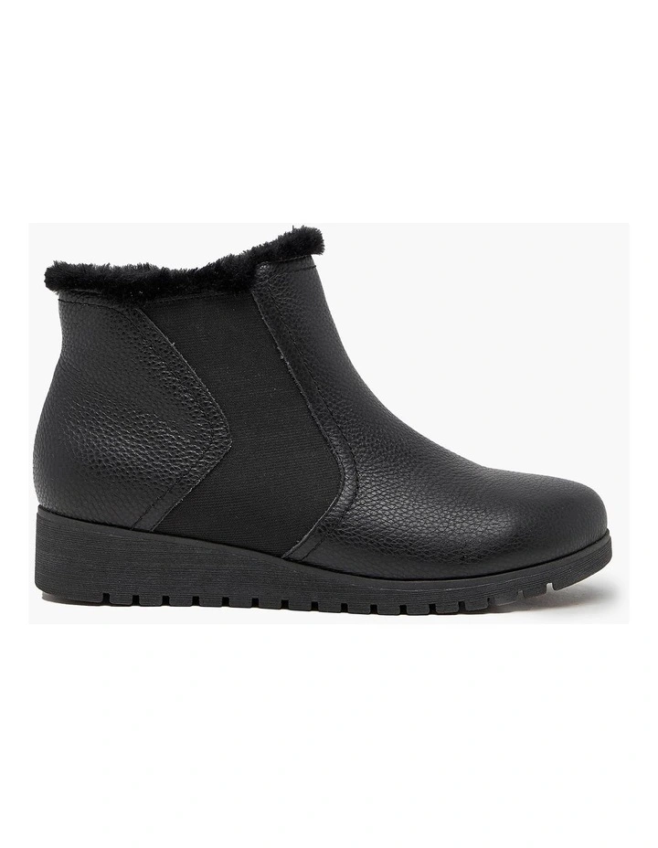 Leather Wedge Boot in Black image 3