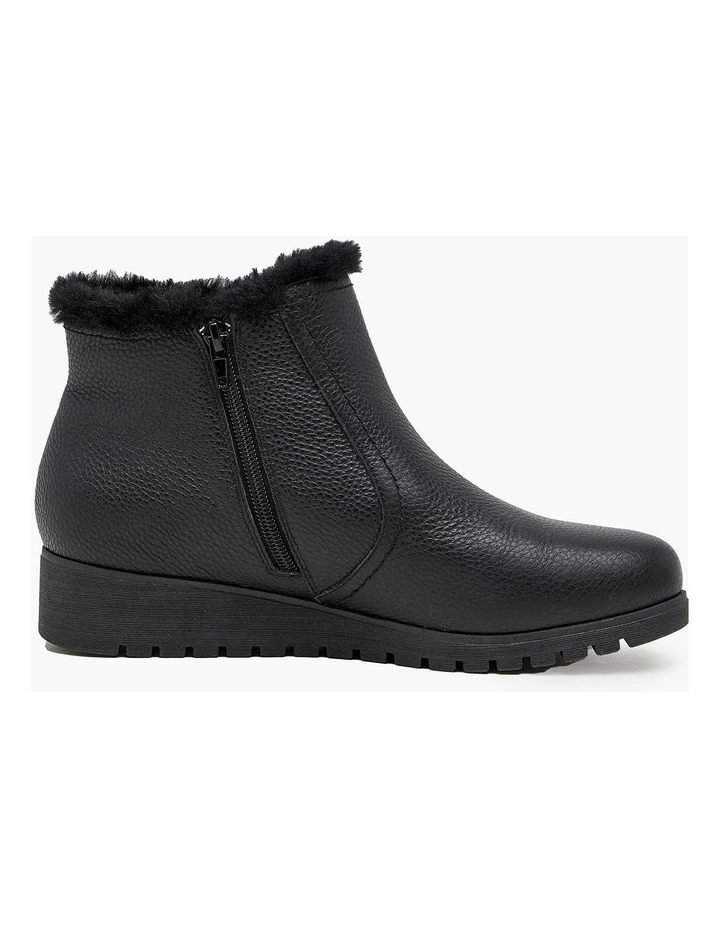 Leather Wedge Boot in Black image 4
