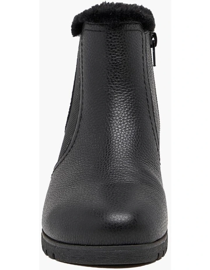 Leather Wedge Boot in Black image 5