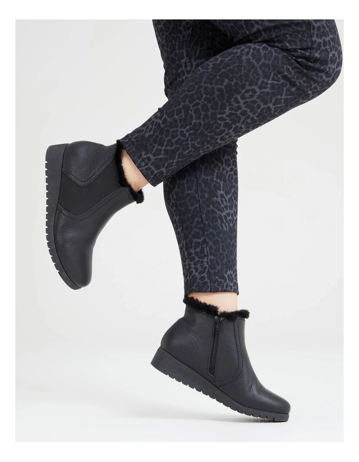 Leather Wedge Boot in Black image 6