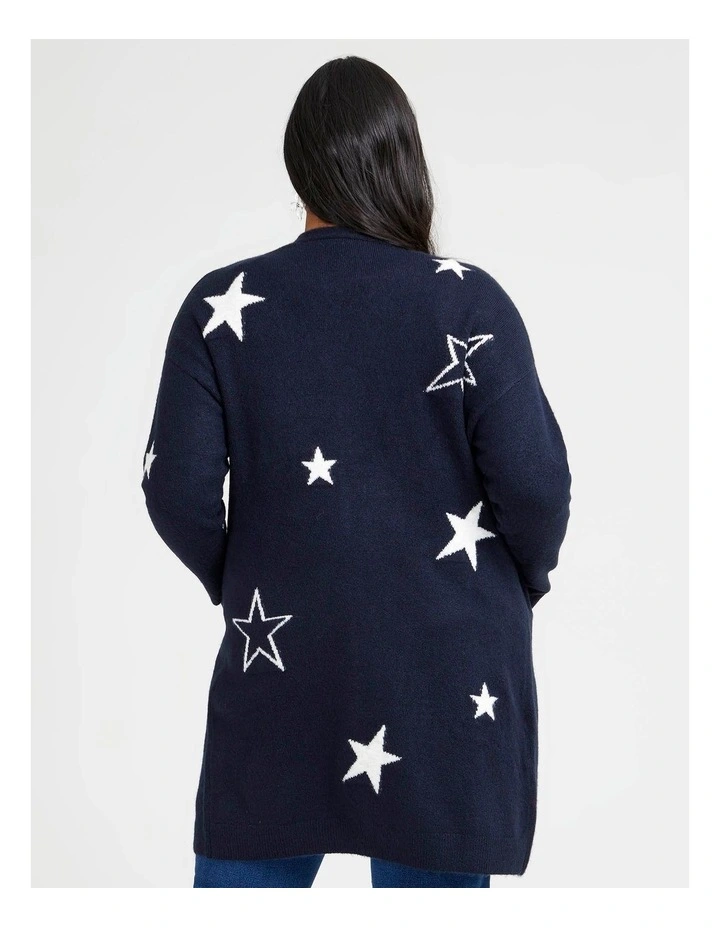 Stars Knit Cardigan Navy/off White image 2