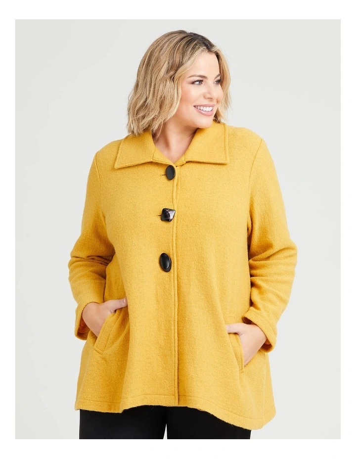 Swing Boiled Wool Jacket in Mustard image 1