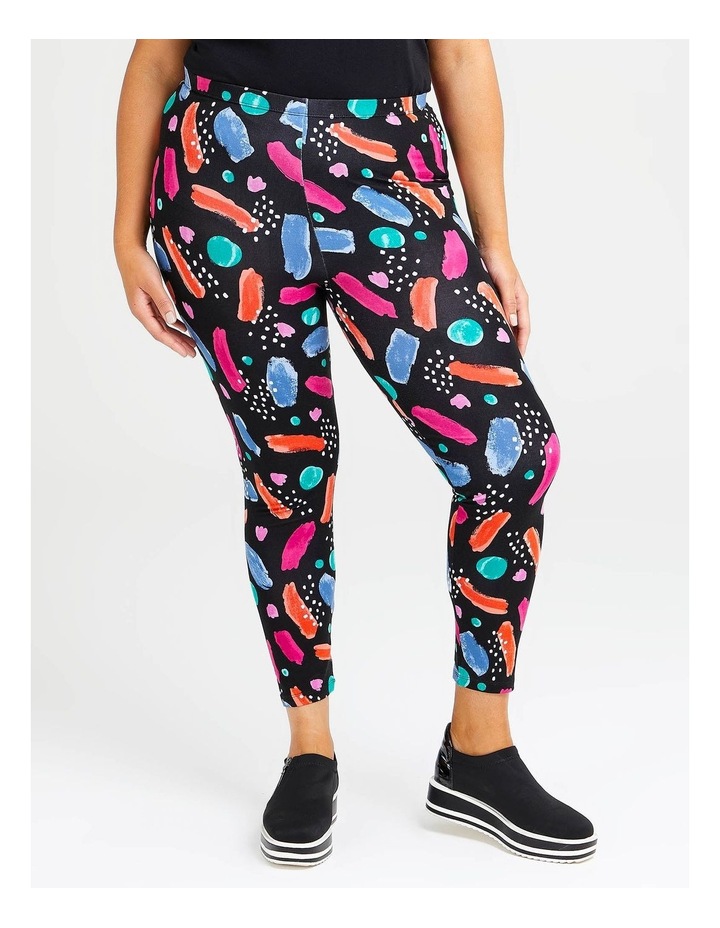 Natural Geo Print Legging in Black