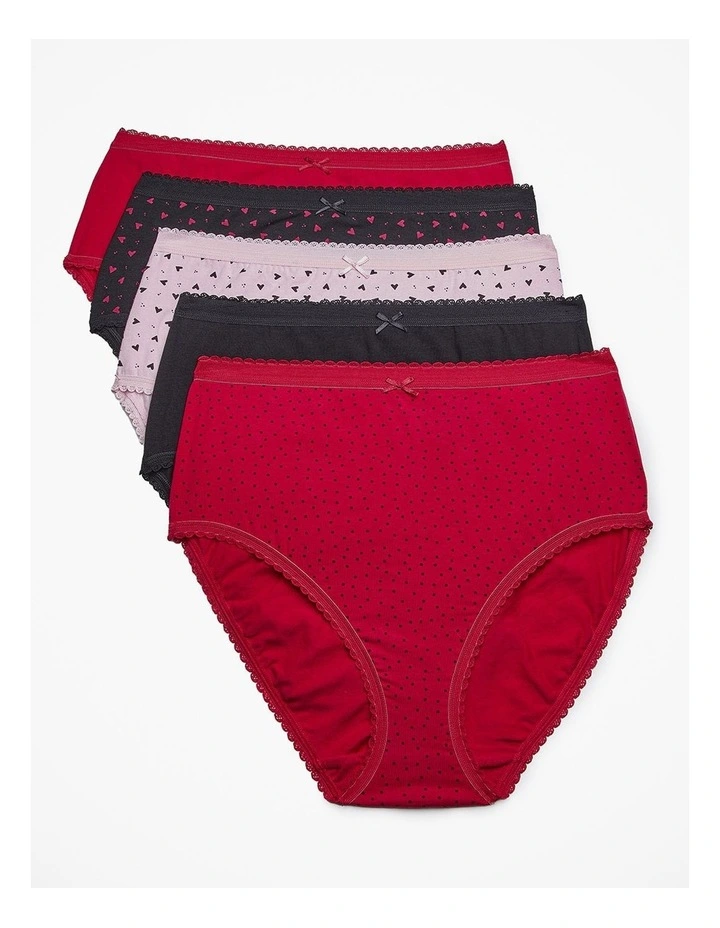 5 Pack Love Cotton Briefs in Multi image 1