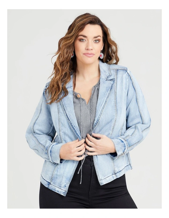Denim Blazer Jacket Light Blue Denim image 1