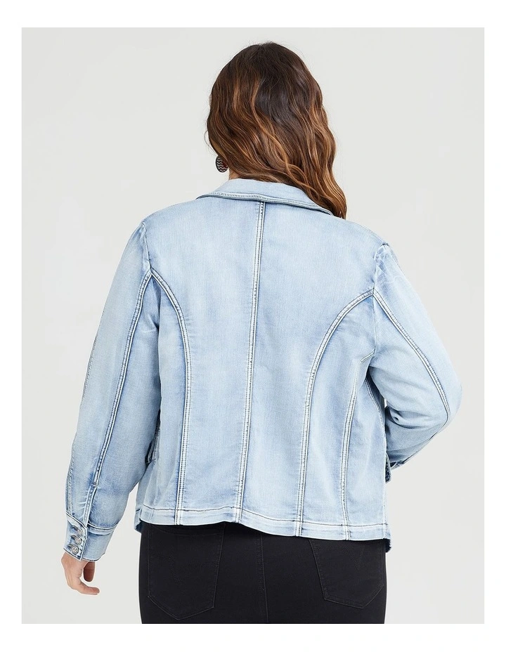 Denim Blazer Jacket Light Blue Denim image 2