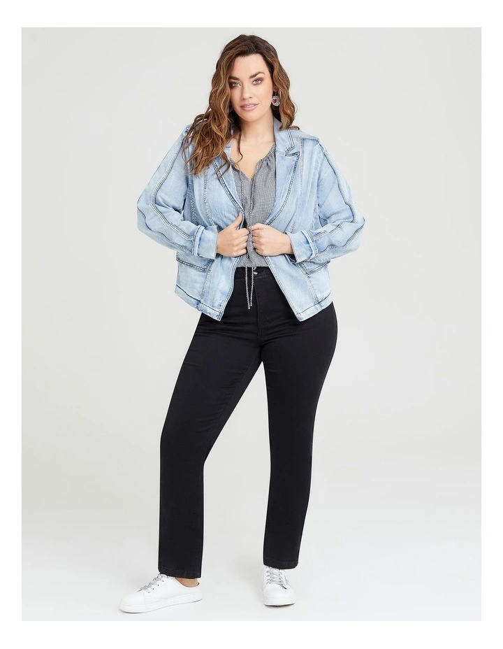 Denim Blazer Jacket Light Blue Denim image 4