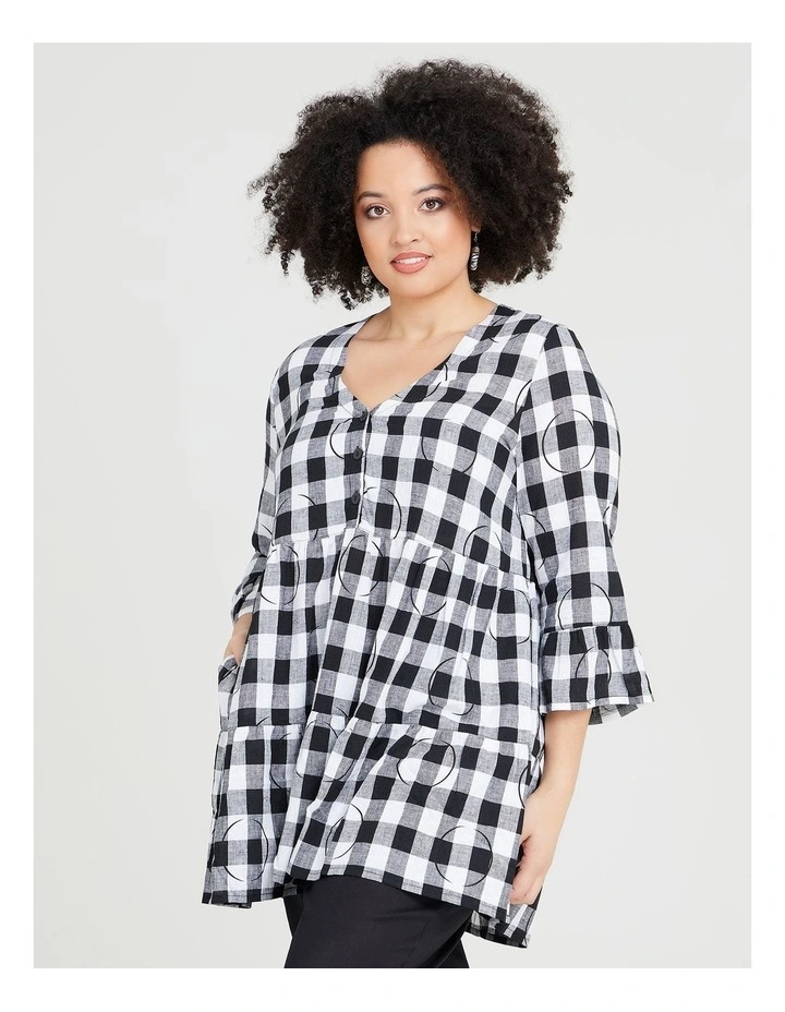 Natural Gingham Spot Tier Tunic Check image 1