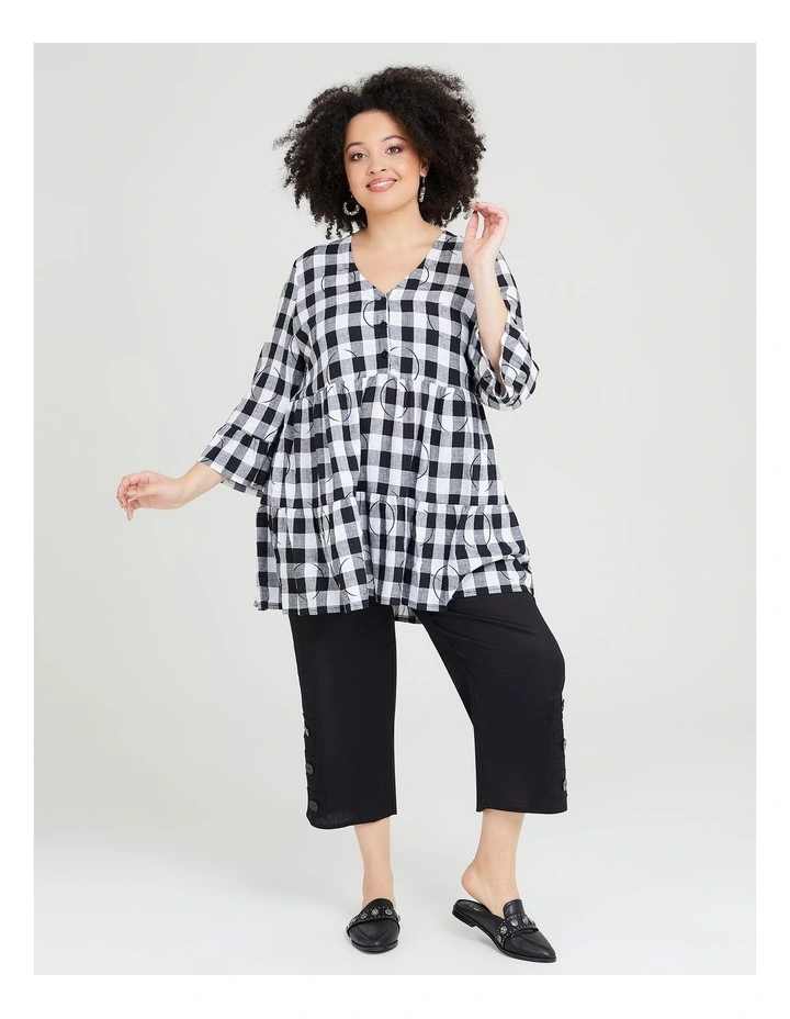 Natural Gingham Spot Tier Tunic Check image 4