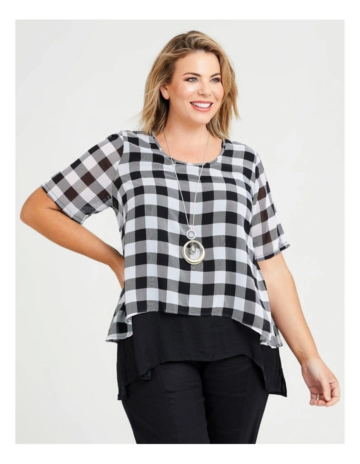 Check Overlay Luxe Top Black/white Check image 3