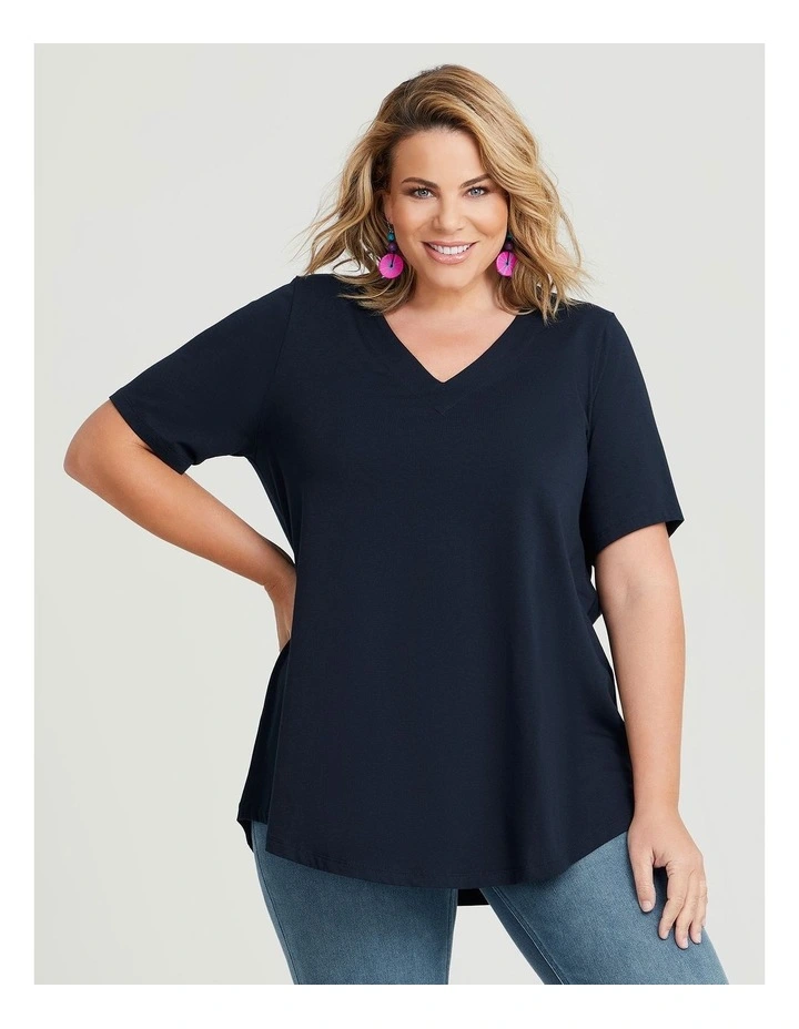 Organic V-neck Swing Basic Tee Navy image 1