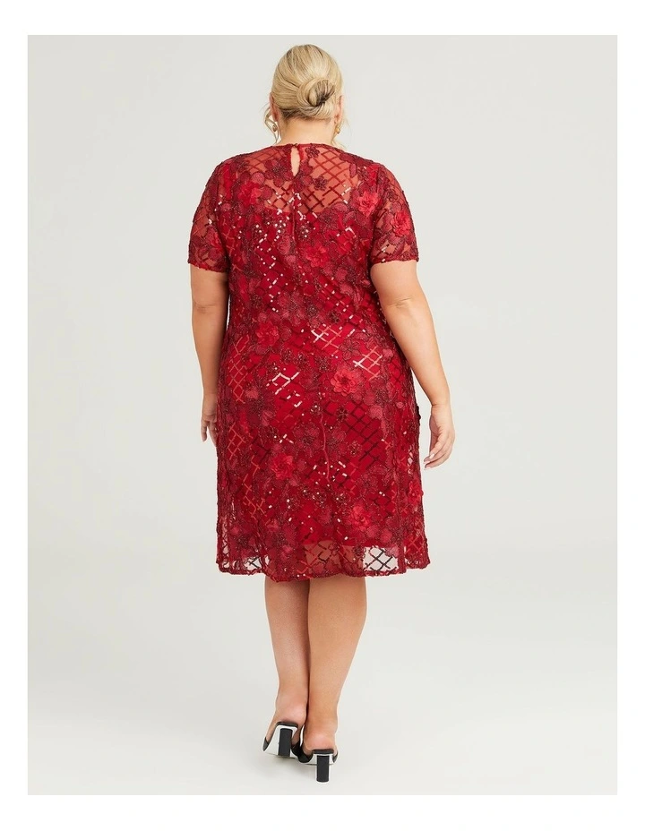 Florente Sequin Cocktail Dress in Scarlet Red image 2
