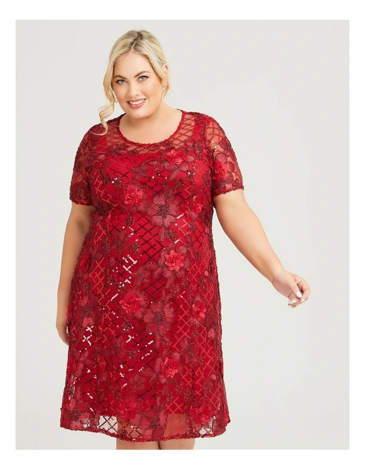 Florente Sequin Cocktail Dress in Scarlet Red image 4