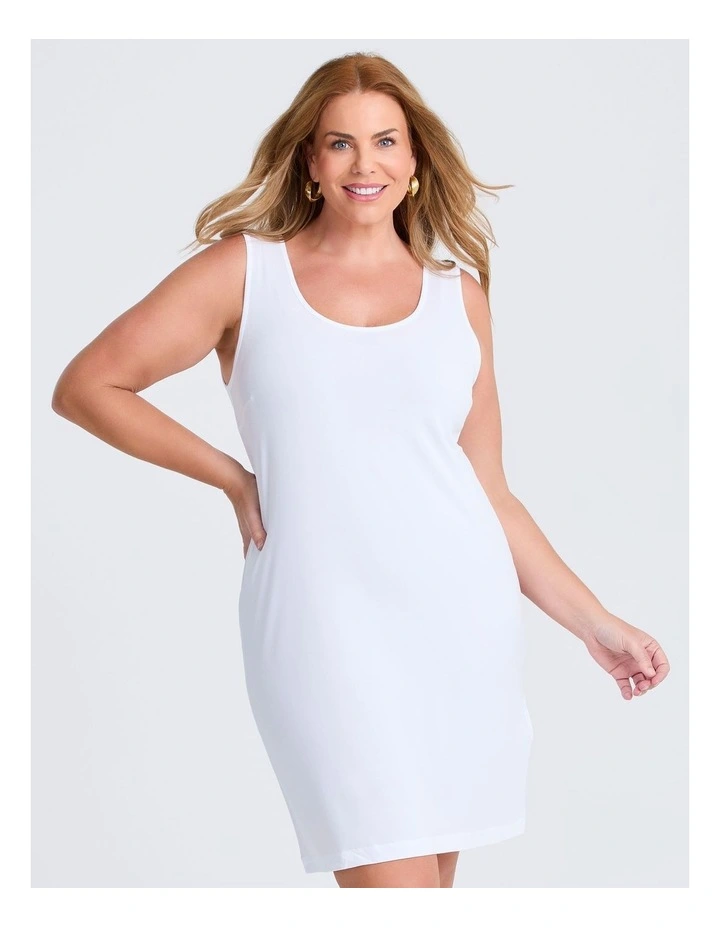 Luna Base Slip Body Dress in White image 3