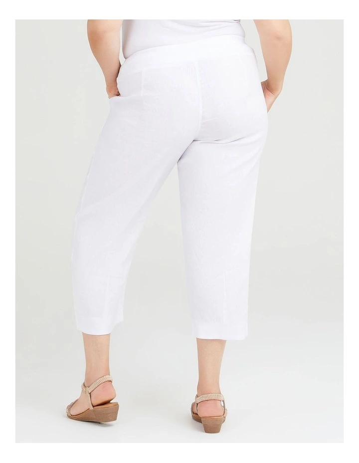 Linen Stretch Ana Crop Pant in White image 2